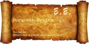 Burgreth Britta névjegykártya